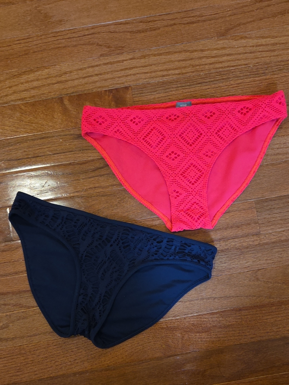 Aerie Lace Pattern Bikini Bottoms - Hot Pink & Navy - 2 Pack